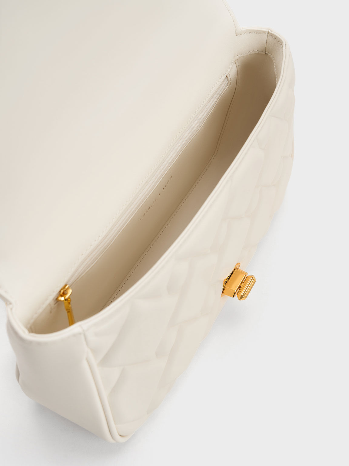 Bolso acolchado Tillie con cadena, Crema, hi-res