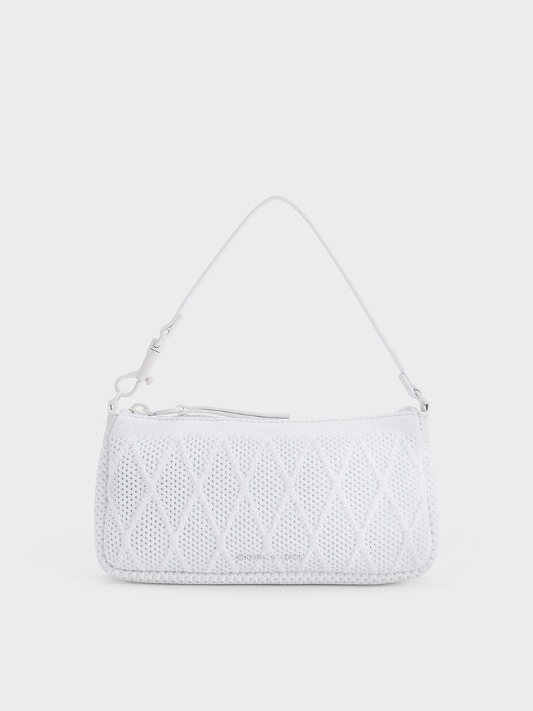 Geona Knitted Phone Pouch, White, hi-res