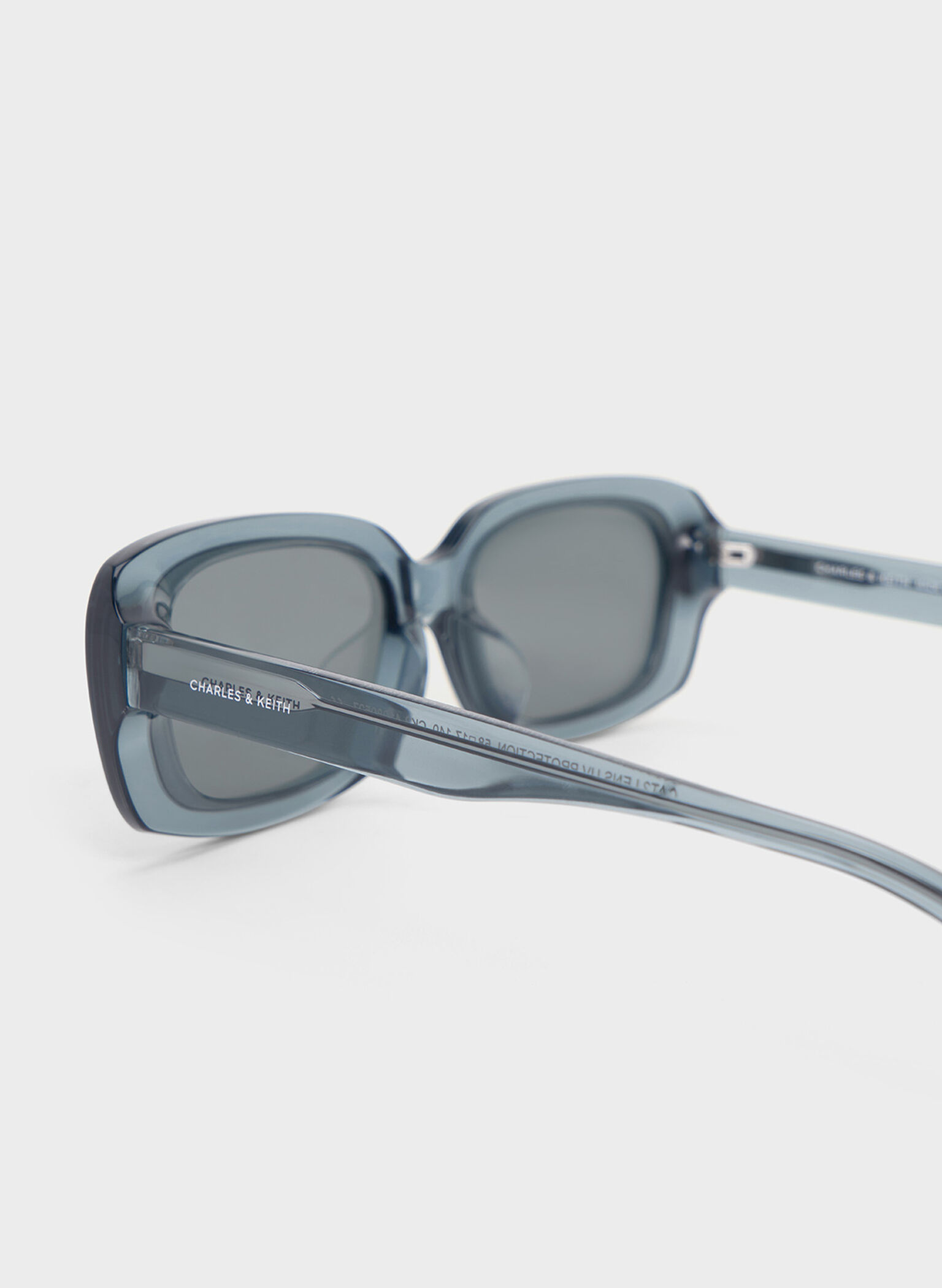 Aubrey Rectangular Recycled Acetate Sunglasses, Teal, hi-res