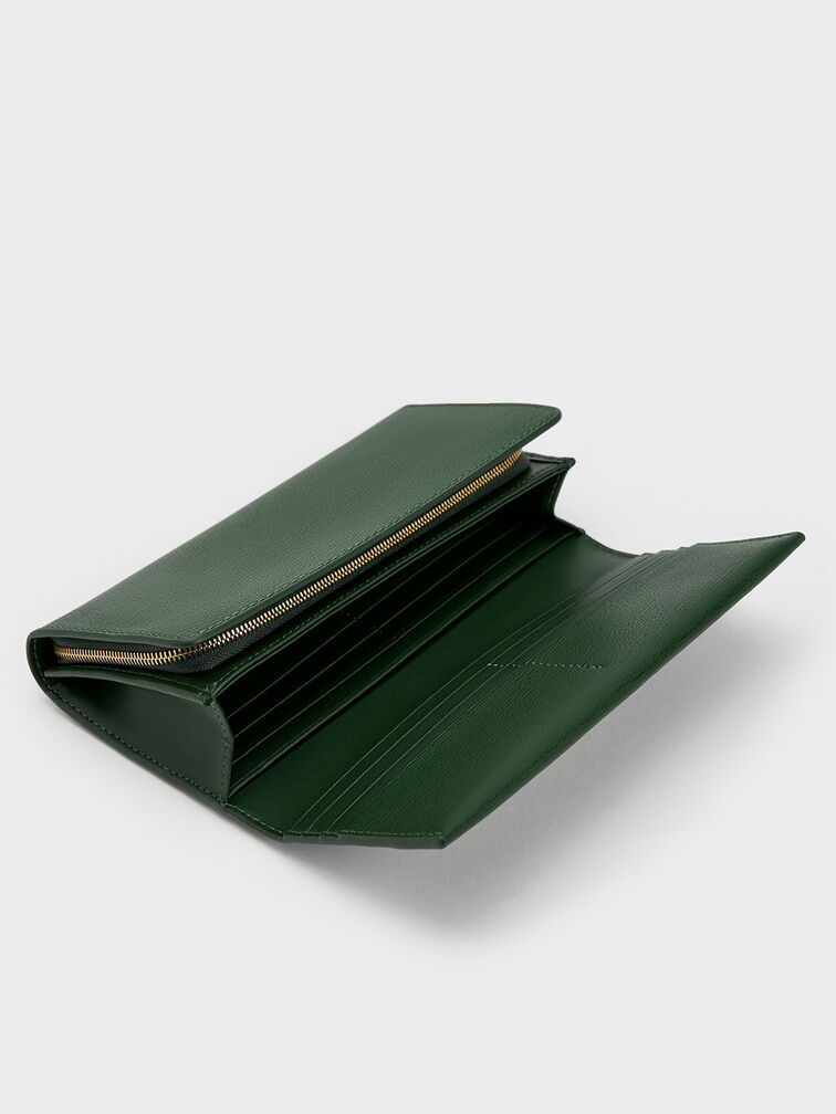 Tassel Detail Long Wallet - Dark Green