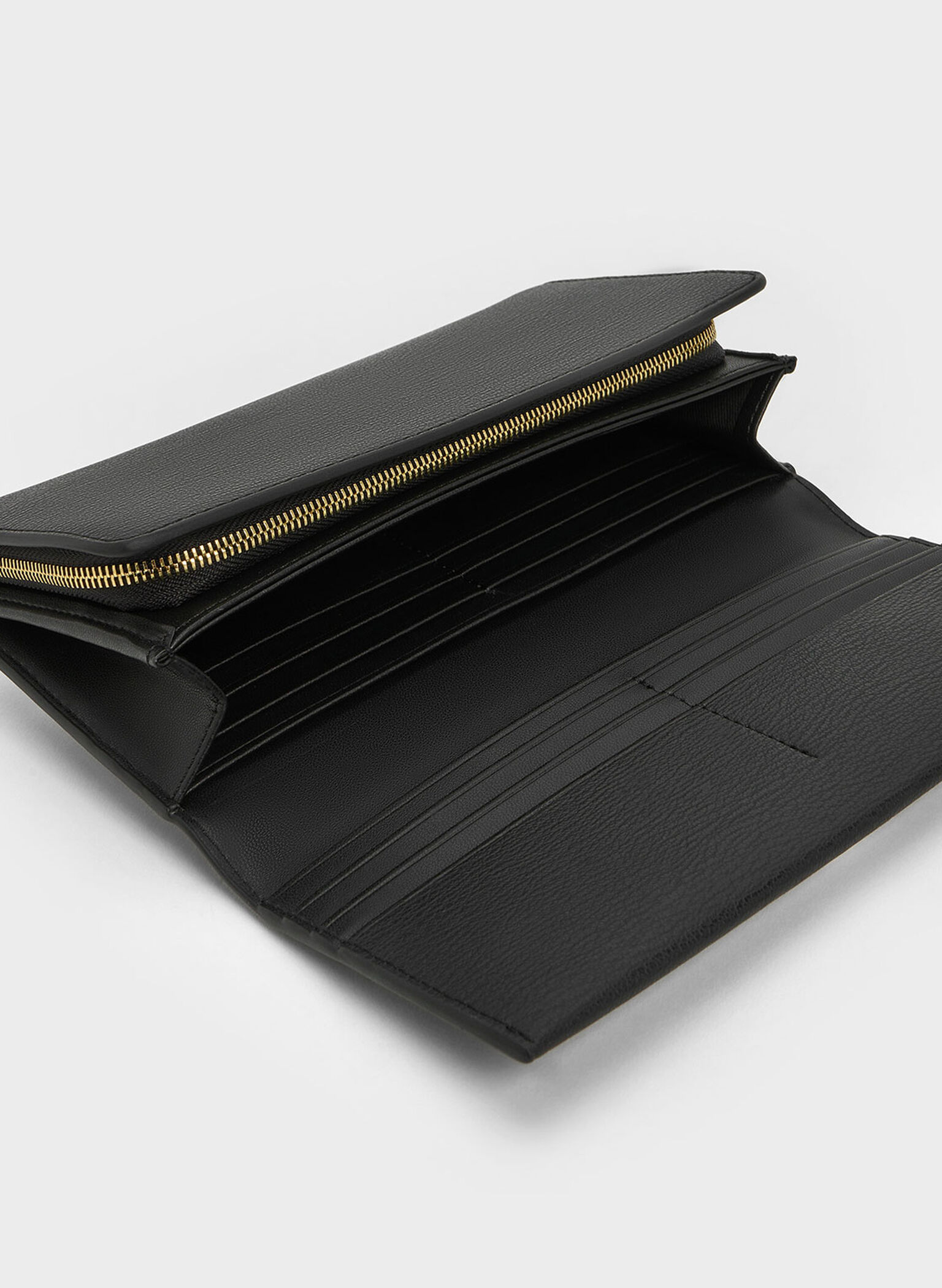 Muriel Front Flap Long Wallet, Black, hi-res