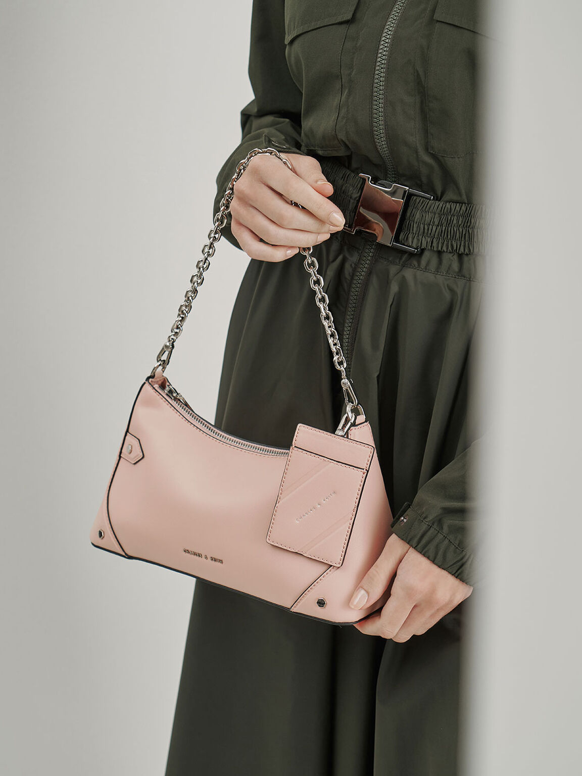 Chain Handle Bag, Pink, hi-res