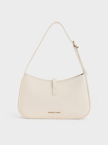 Cesia Metallic-Accent Shoulder Bag, Cream, hi-res