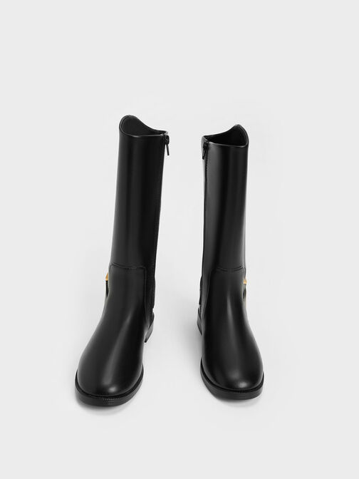 Girls' Gabine Knee-High Boots, Black, hi-res