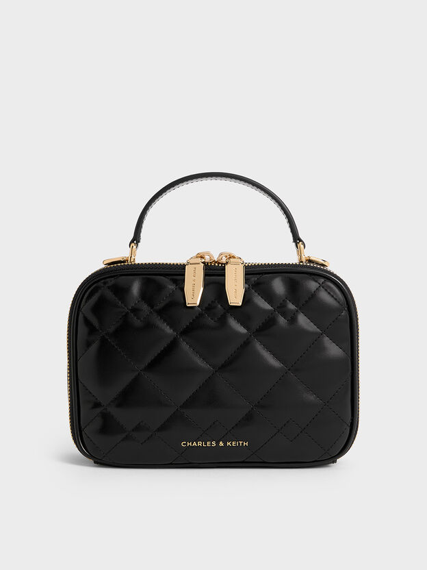 Duo Quilted Vanity Bag, Black, hi-res