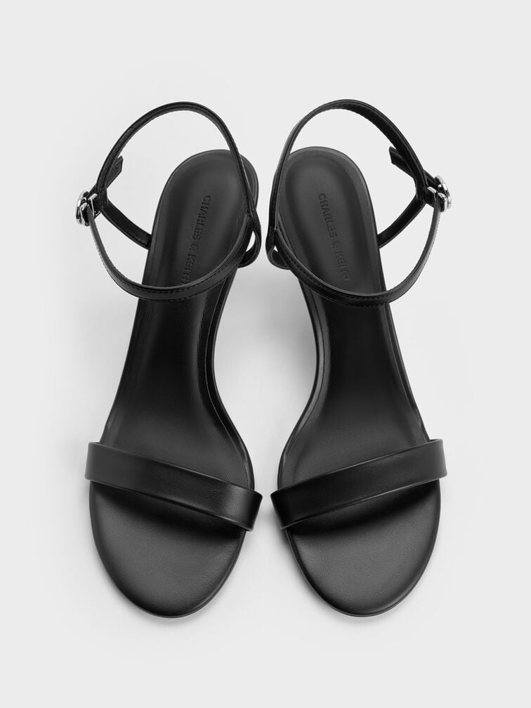 Slant-Heel Ankle-Strap Sandals, Black, hi-res