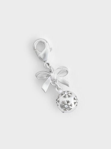 Athalia Crystal-Embellished Bow Snowflake-Ball Charm, Silver, hi-res