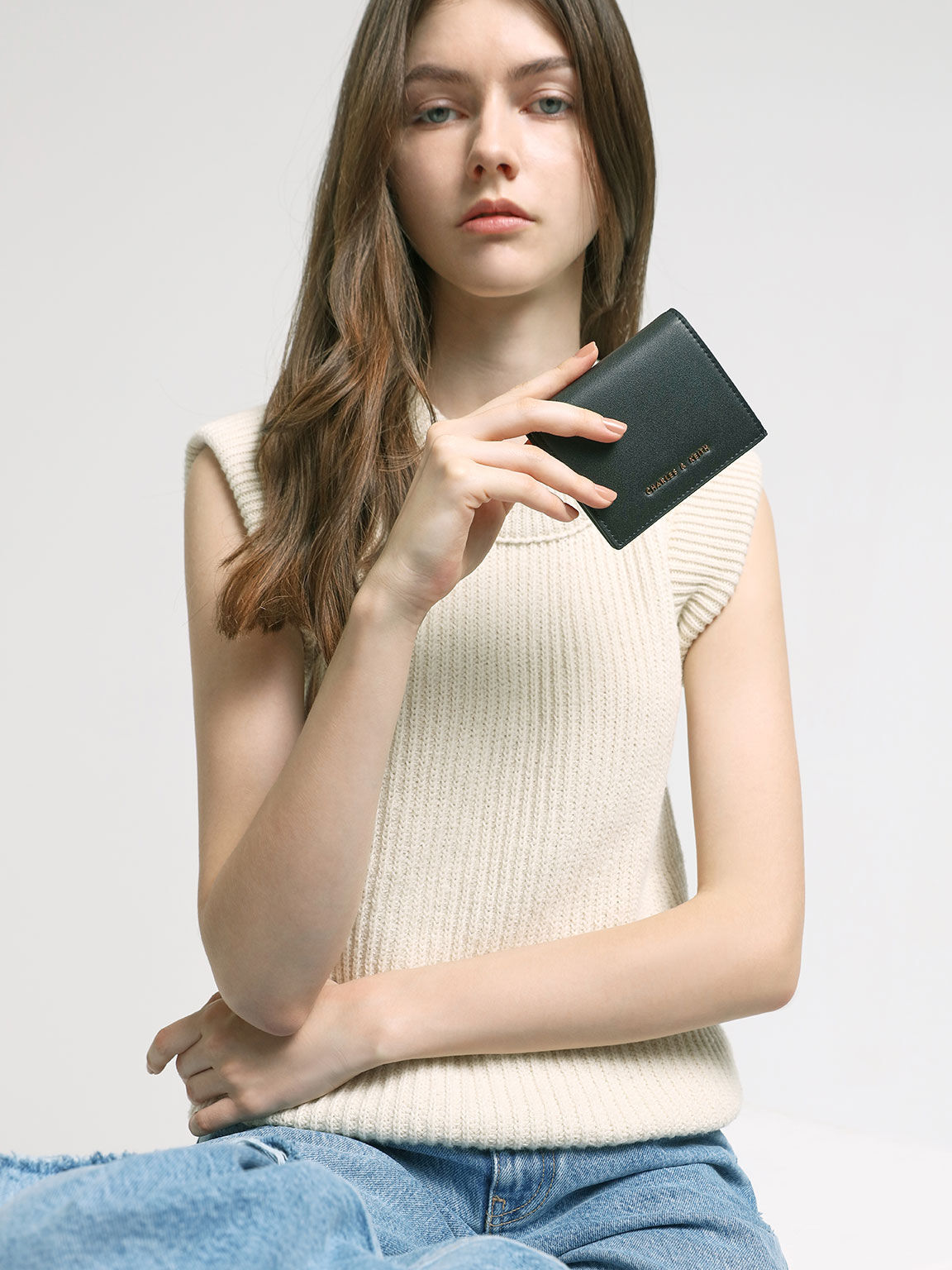 Zip Around Short Wallet, Black, hi-res