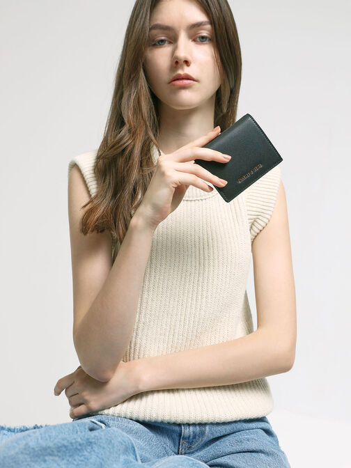 Zip Around Short Wallet, Black, hi-res