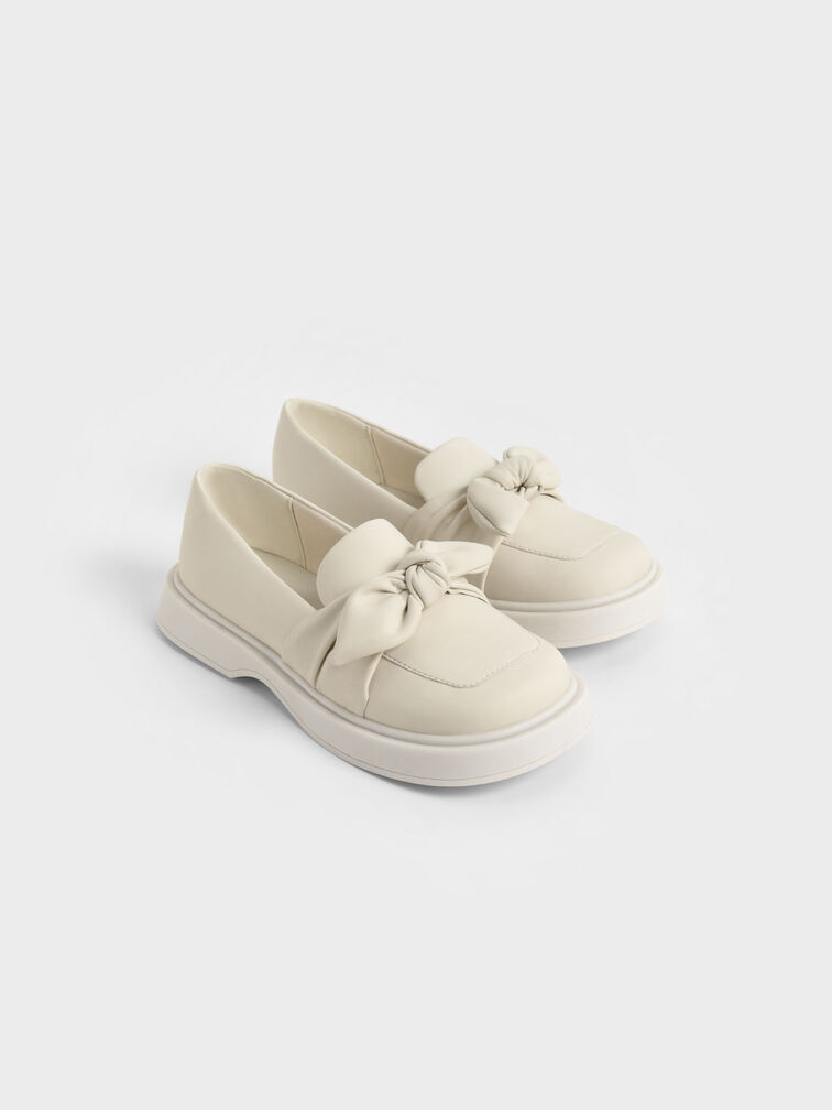 Girls' Bow Loafers, Chalk, hi-res