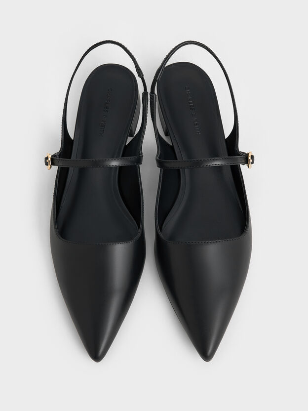 Zapatos planos Mary Jane con tira trasera, Negro, hi-res