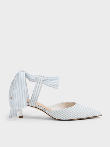 Striped Tie-Around Pointed Kitten Heels, Multi, hi-res