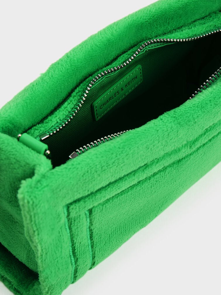 Loey 毛巾布拉鍊肩背包, 綠色, hi-res