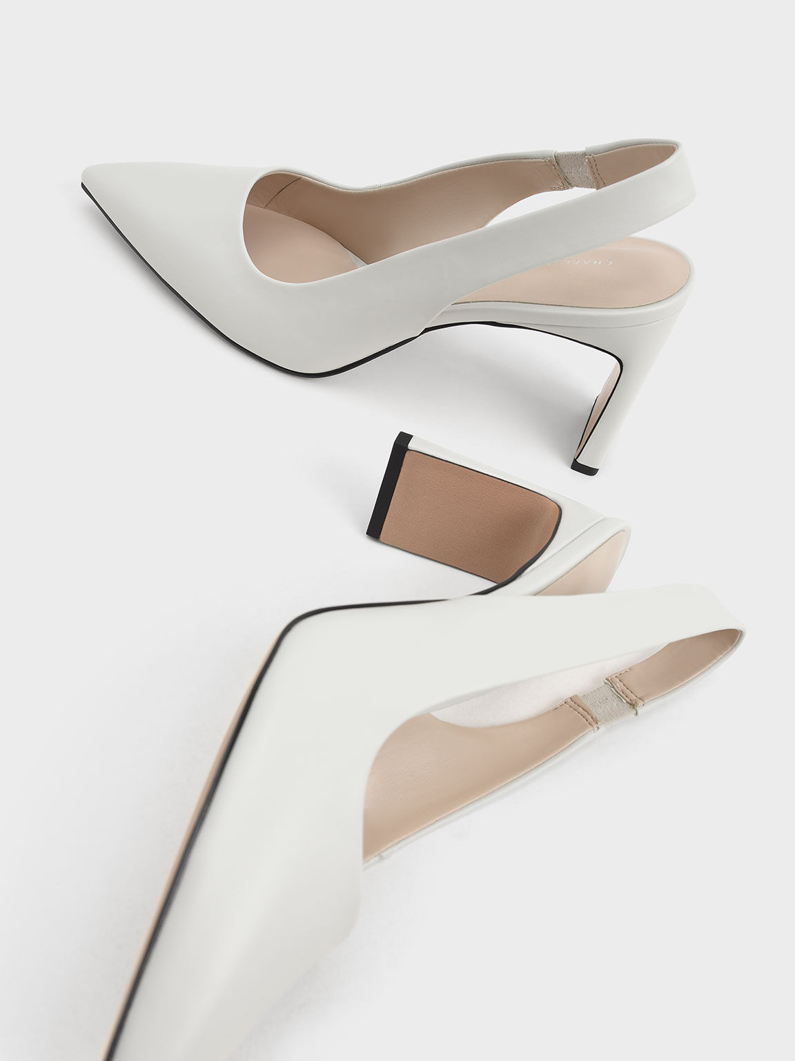 Blade Heel Slingback Pumps, White, hi-res