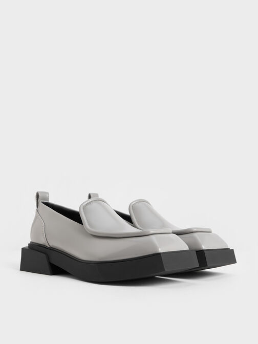 Mocasines geométricos Lorde con punta cuadrada, Gris, hi-res