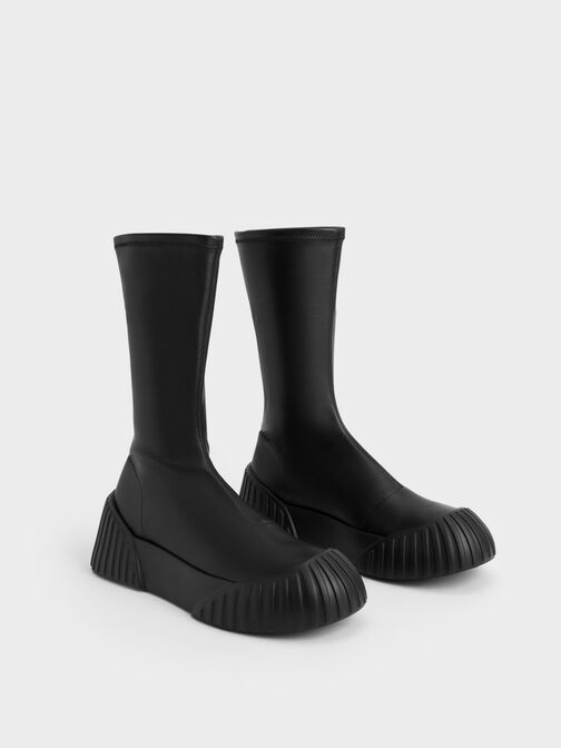 Adrian Chunky Sole Calf Boots, Black, hi-res