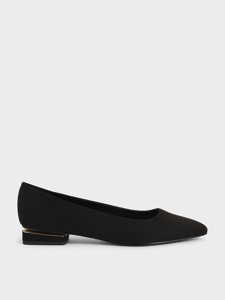 Textured Ballerina Flats, Black Textured, hi-res