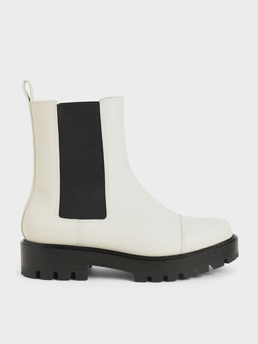 Chunky Sole Chelsea Boots, Chalk, hi-res