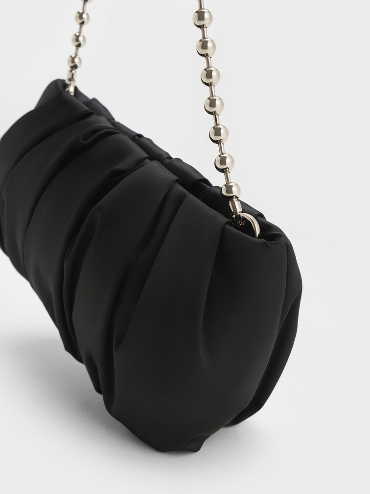 Black Ruched Bead-Handle Crossbody Bag - CHARLES & KEITH US