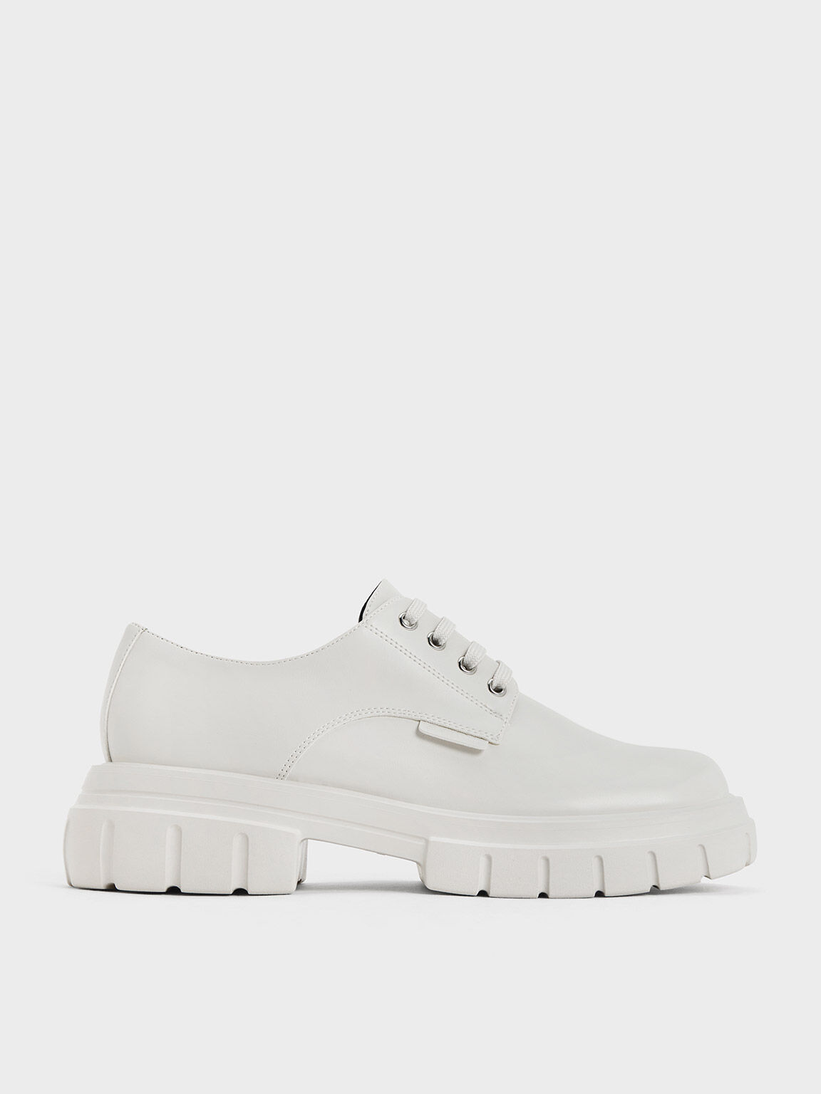 White Lace Up Chunky Oxfords CHARLES KEITH SG