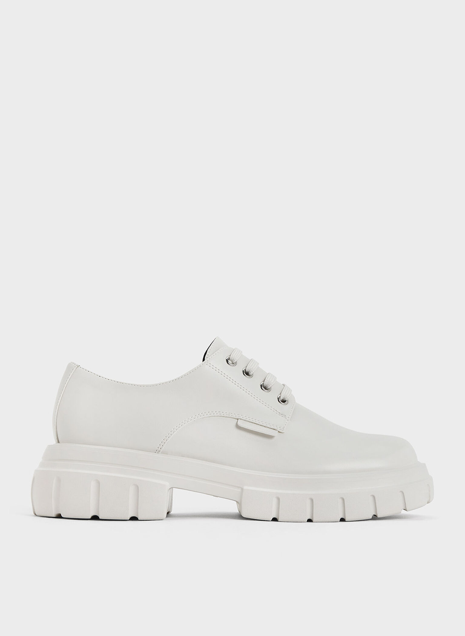 Lace-Up Chunky Oxfords, White, hi-res