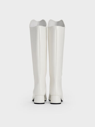 Botas altas alargadas de punta cuadrada, Blanco, hi-res