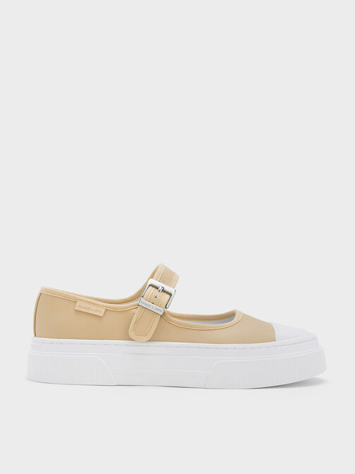 Two-Tone Mary Jane Sneakers, Beige, hi-res