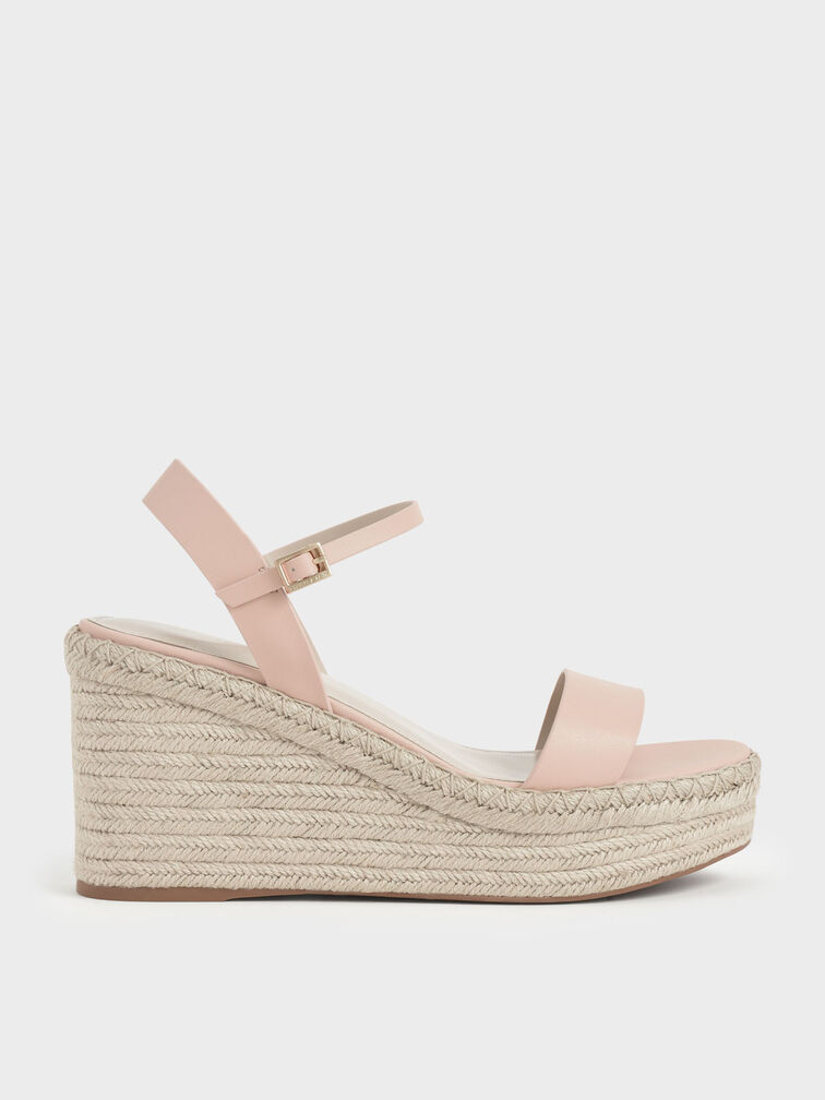 Brown Buckled Espadrille Wedges - CHARLES & KEITH SE