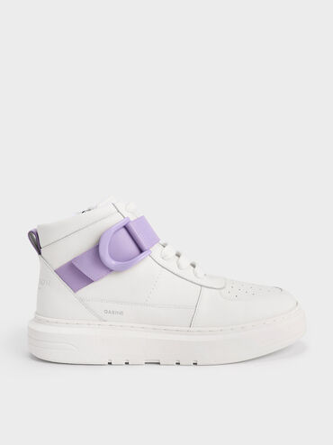 Gabine Leather High-Top Sneakers, Lilac, hi-res