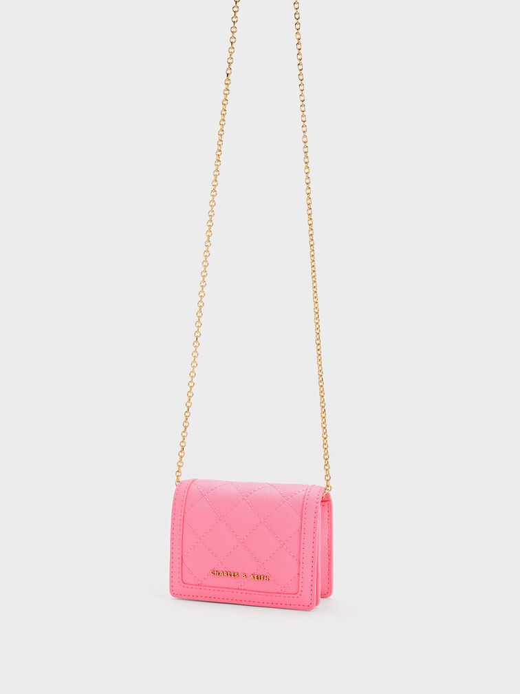 Micaela Quilted Card Holder, Pink, hi-res