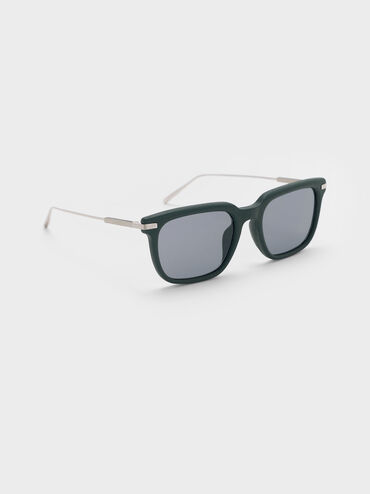 Aura Recycled Acetate Rectangular Sunglasses, Teal, hi-res