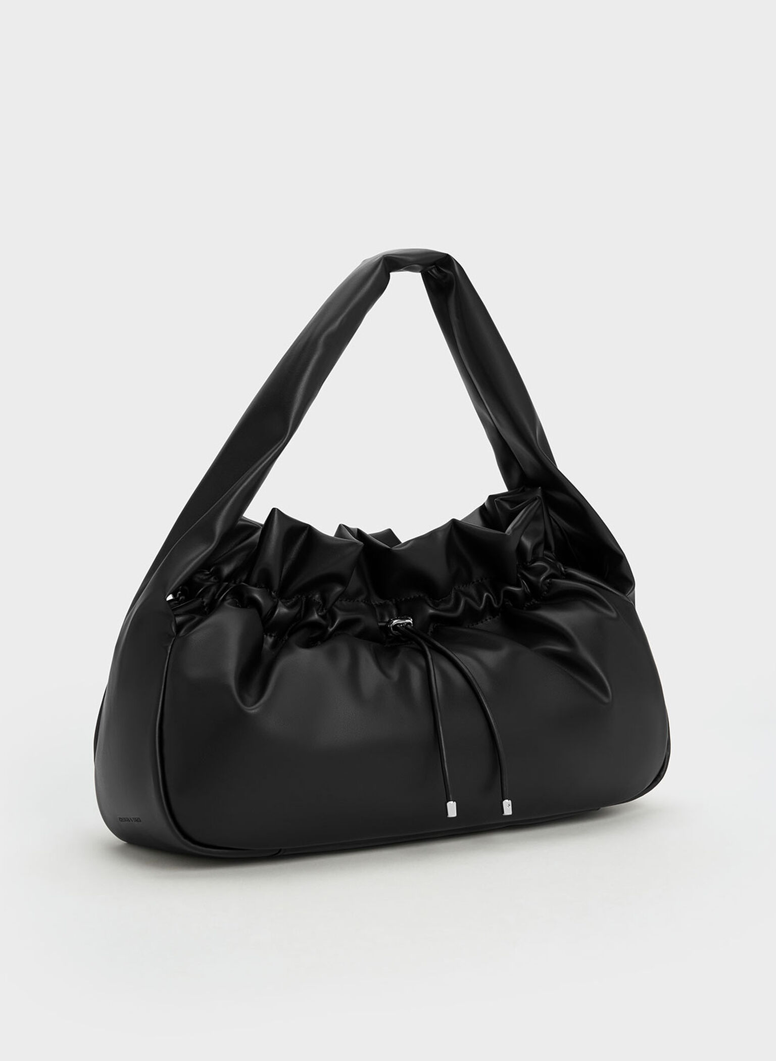 Maisy Ruched Hobo Bag, Black, hi-res