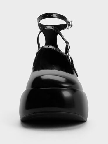 Mary Janes Luella de plataforma con triple correa, Negro pulido, hi-res