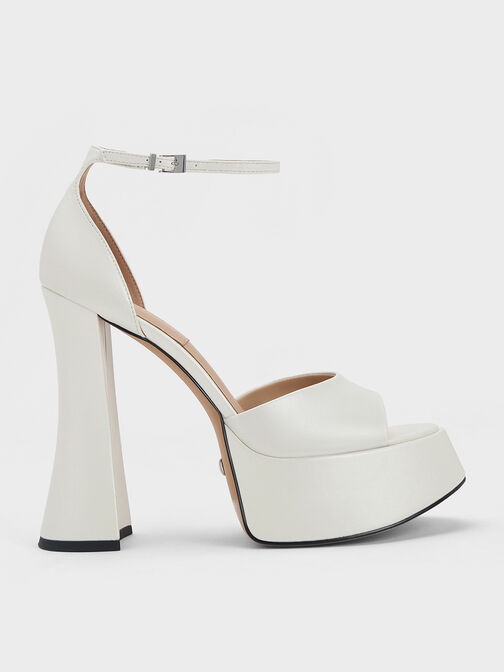 Michelle Leather Platform Sandals, White, hi-res