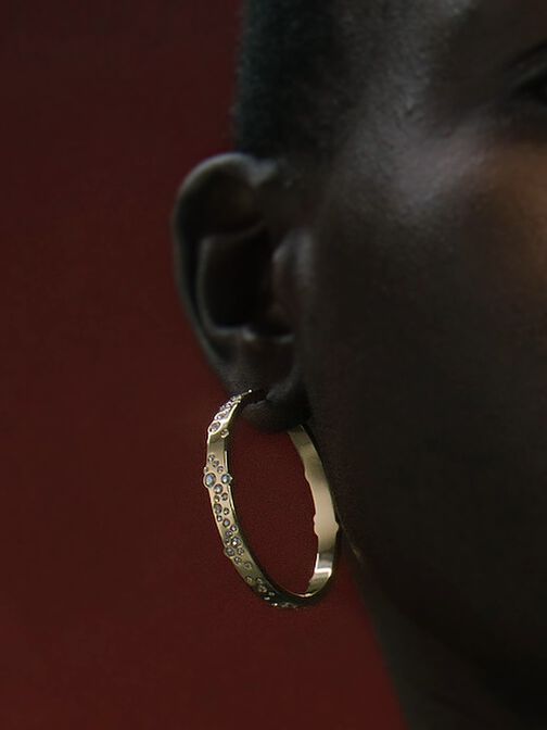 Reverie Crystal Large Hoop Earrings, Gold, hi-res