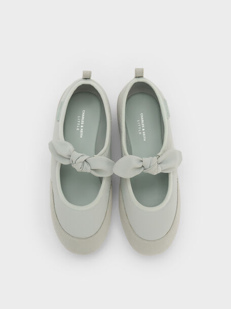 Girls' Faux Suede Mary Jane Flats, Mint Green, hi-res