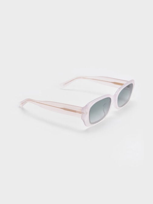 리사이클 아세테이트 앵귤러 선글라스, Transparent, hi-res