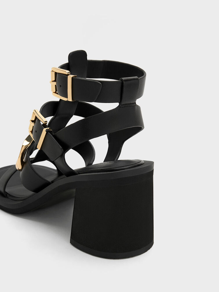 Gabine Leather Gladiator Sandals, Black, hi-res