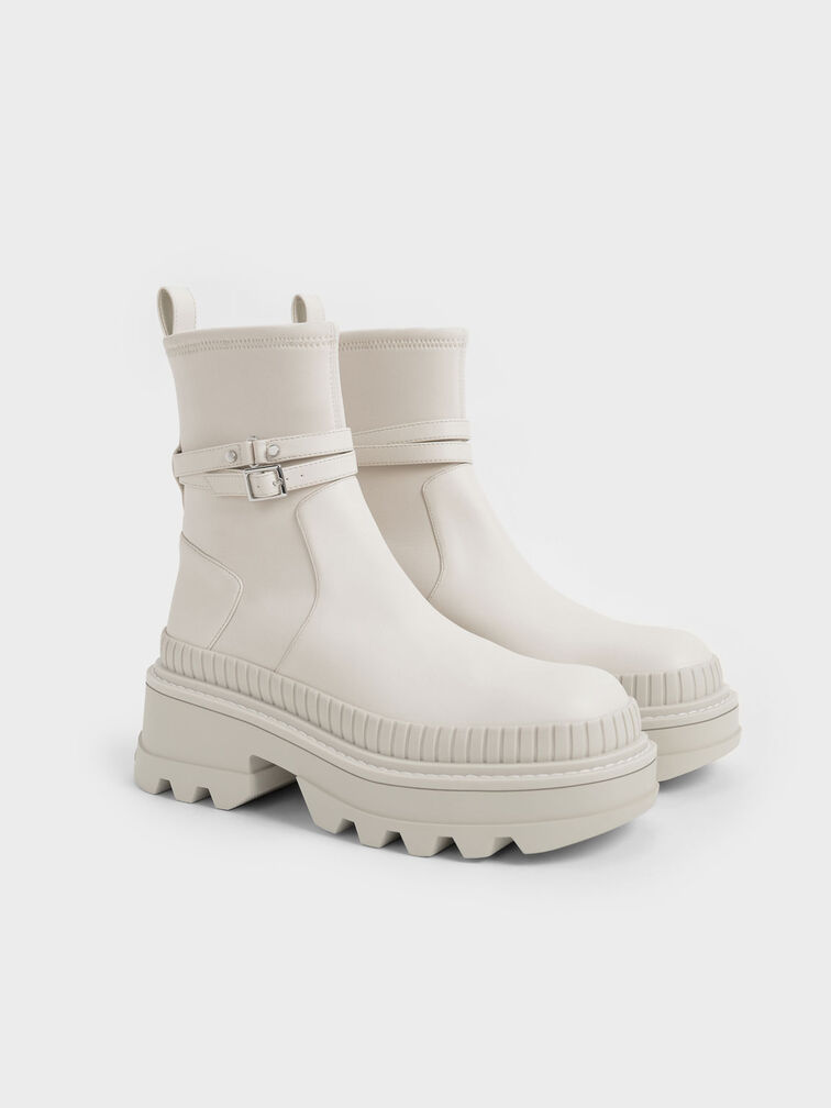 Slip-On Platform Ankle Boots, Chalk, hi-res
