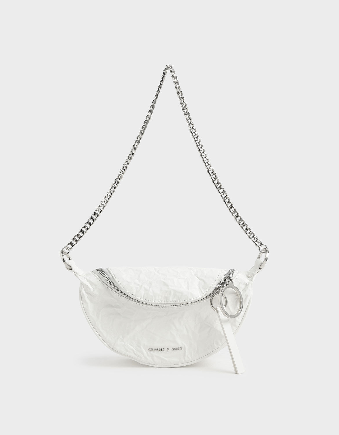 Charles & keith wrinkled effect ring zip tassel crossbody bag outlet