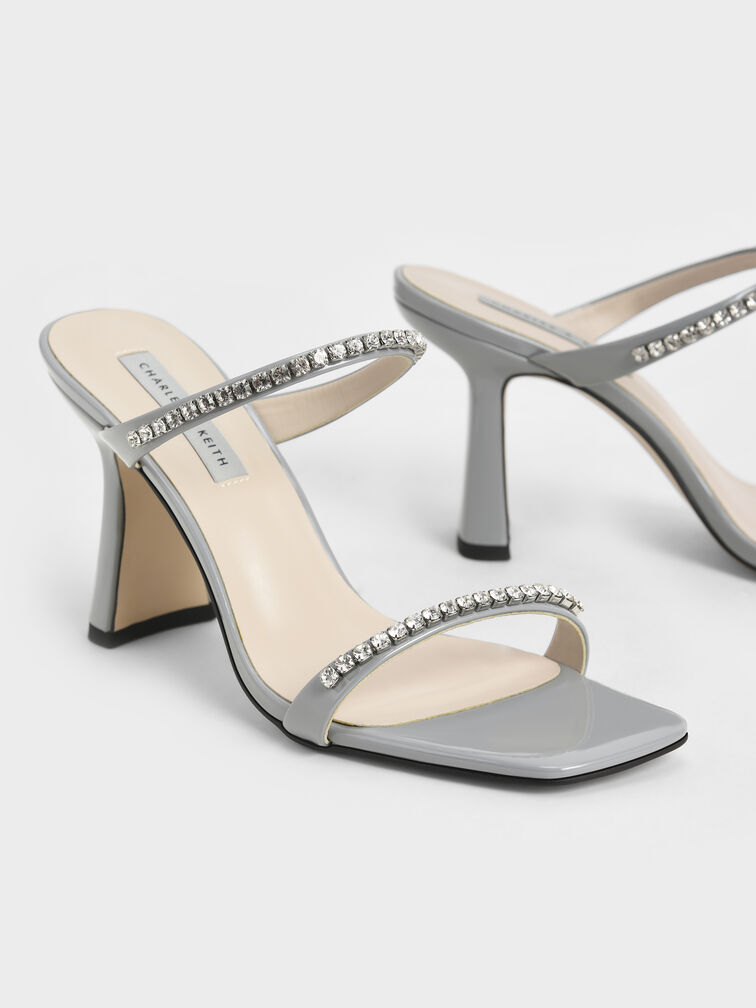 Patent Gem-Encrusted Heeled Sandals, Light Blue, hi-res