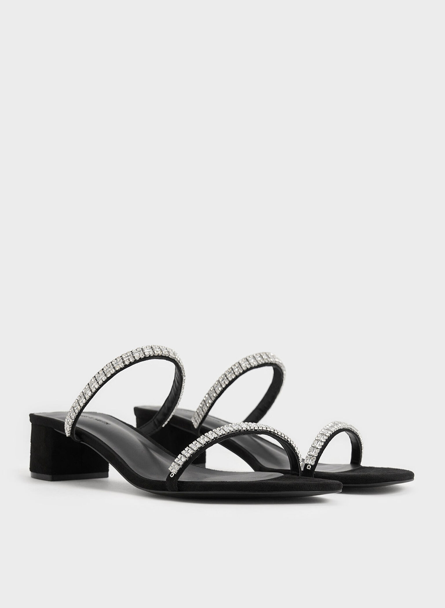 Ambrosia Textured Gem-Embellished Mules, Black Textured, hi-res