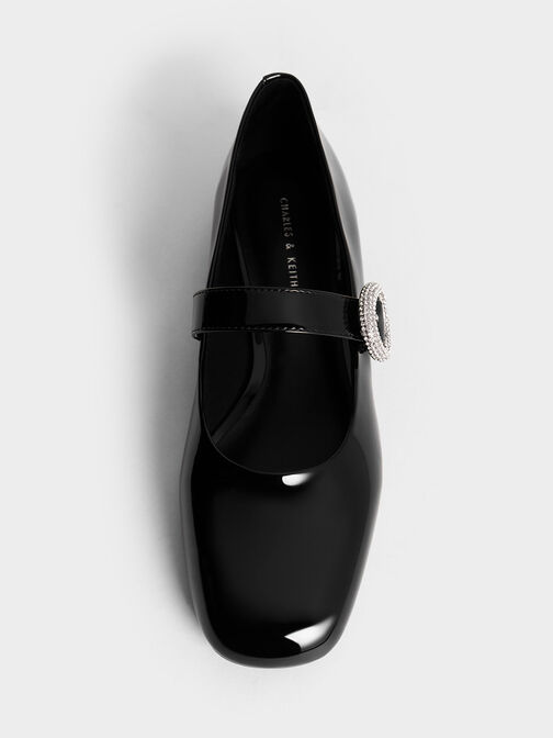 圓鑽釦瑪莉珍鞋, 漆面黑, hi-res