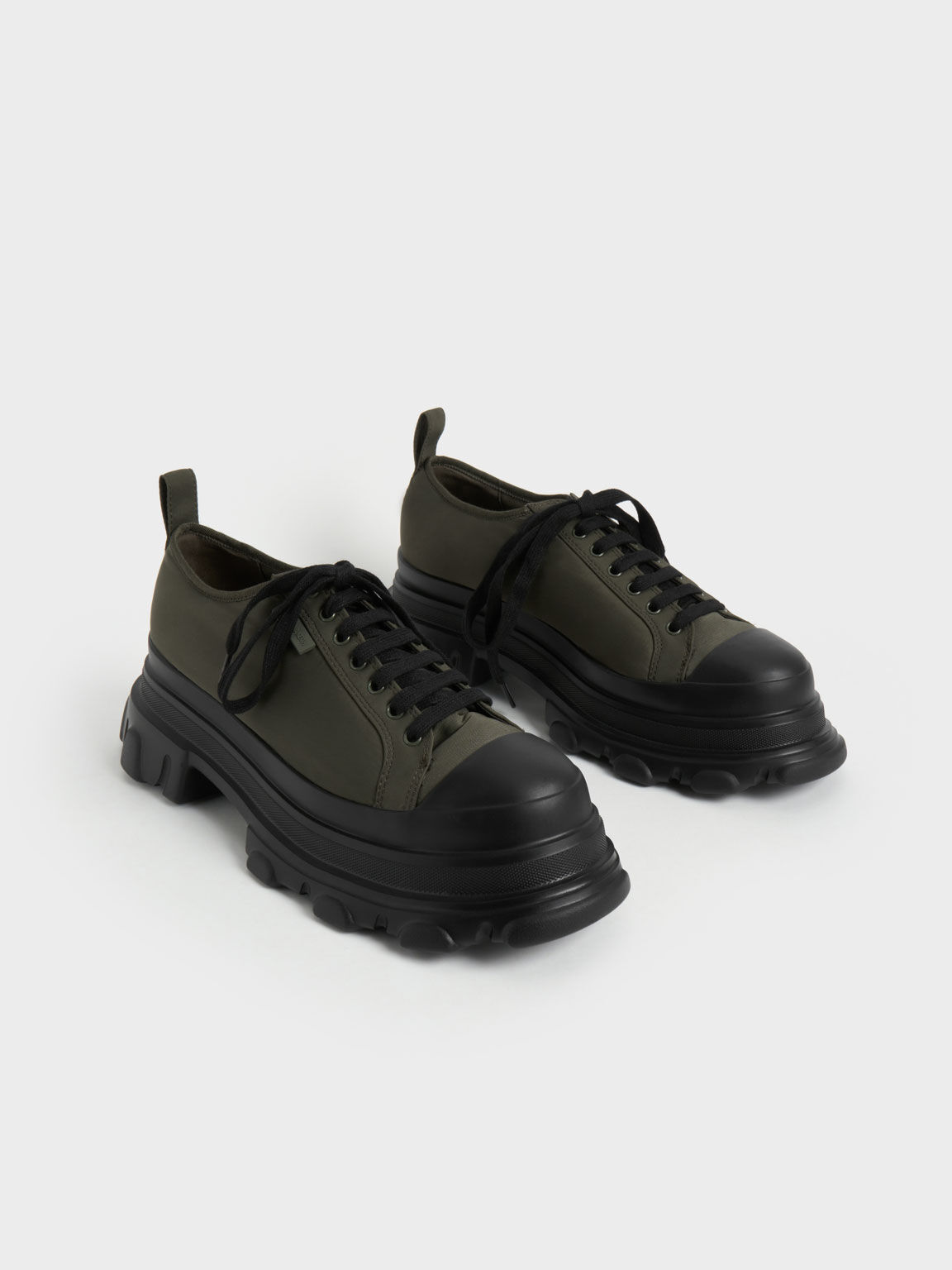 Nylon Chunky Sole Sneakers, Olive, hi-res