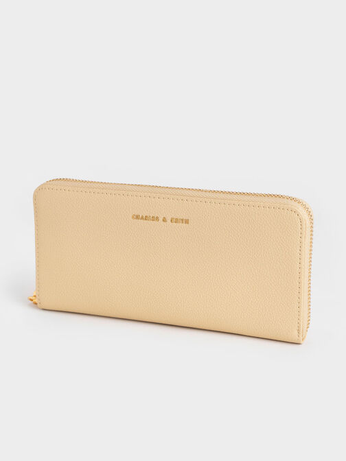 Zip-Around Long Wallet, Beige, hi-res