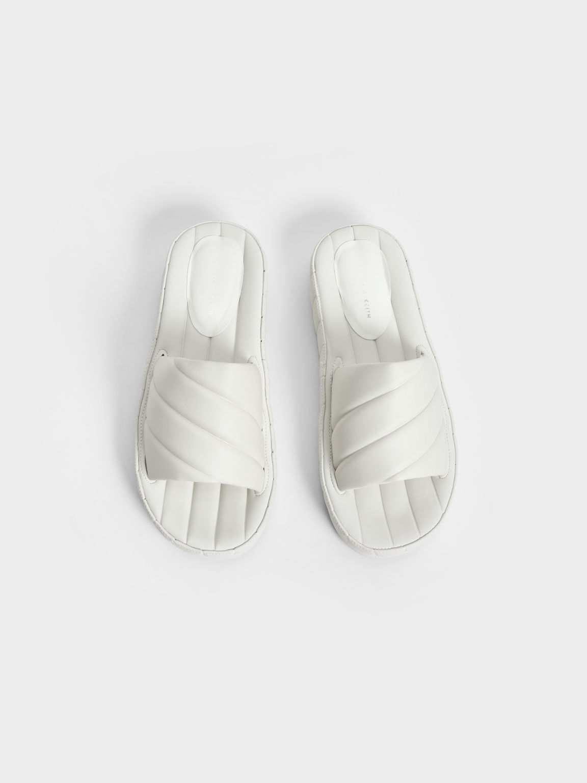 Puffy Flatform Slide Sandals, White, hi-res