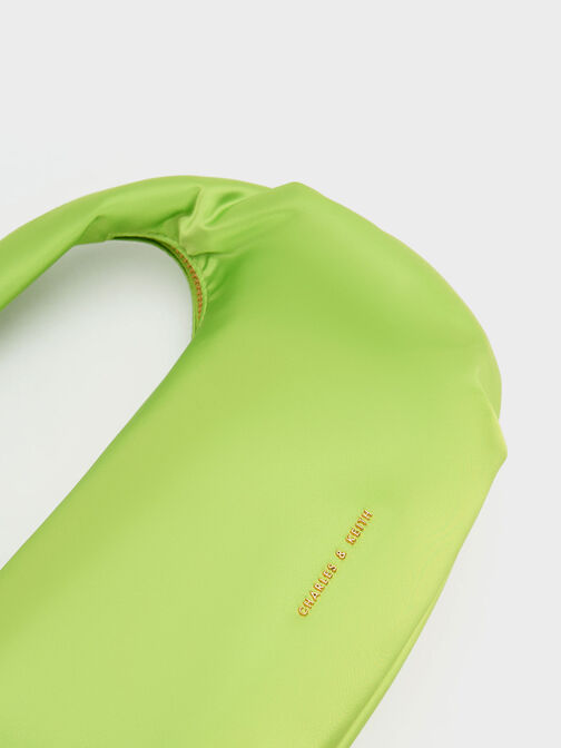 Embellished Satin Shoulder Bag, Green, hi-res