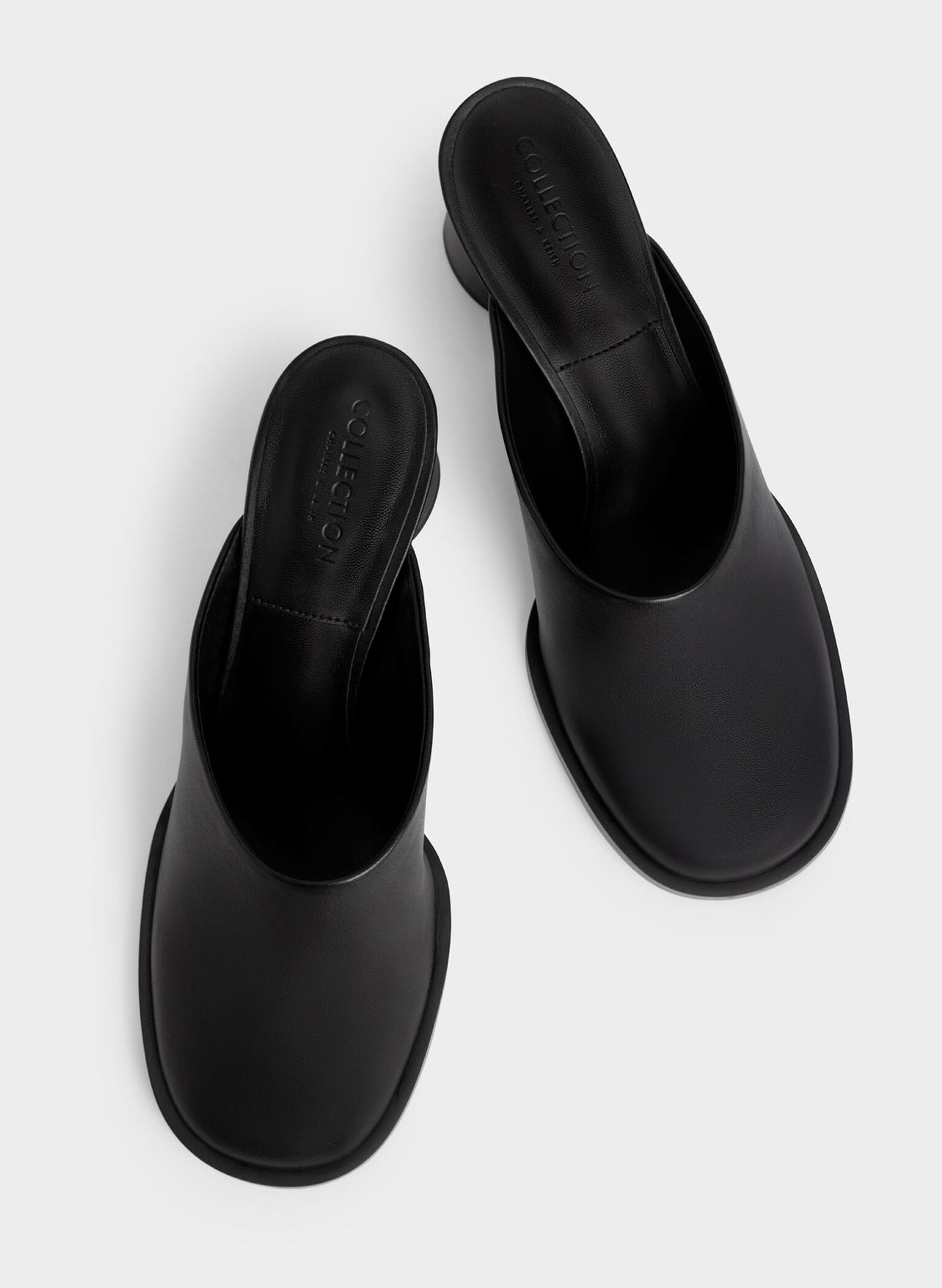 Medina Leather Cylindrical Heel Mules, Black, hi-res