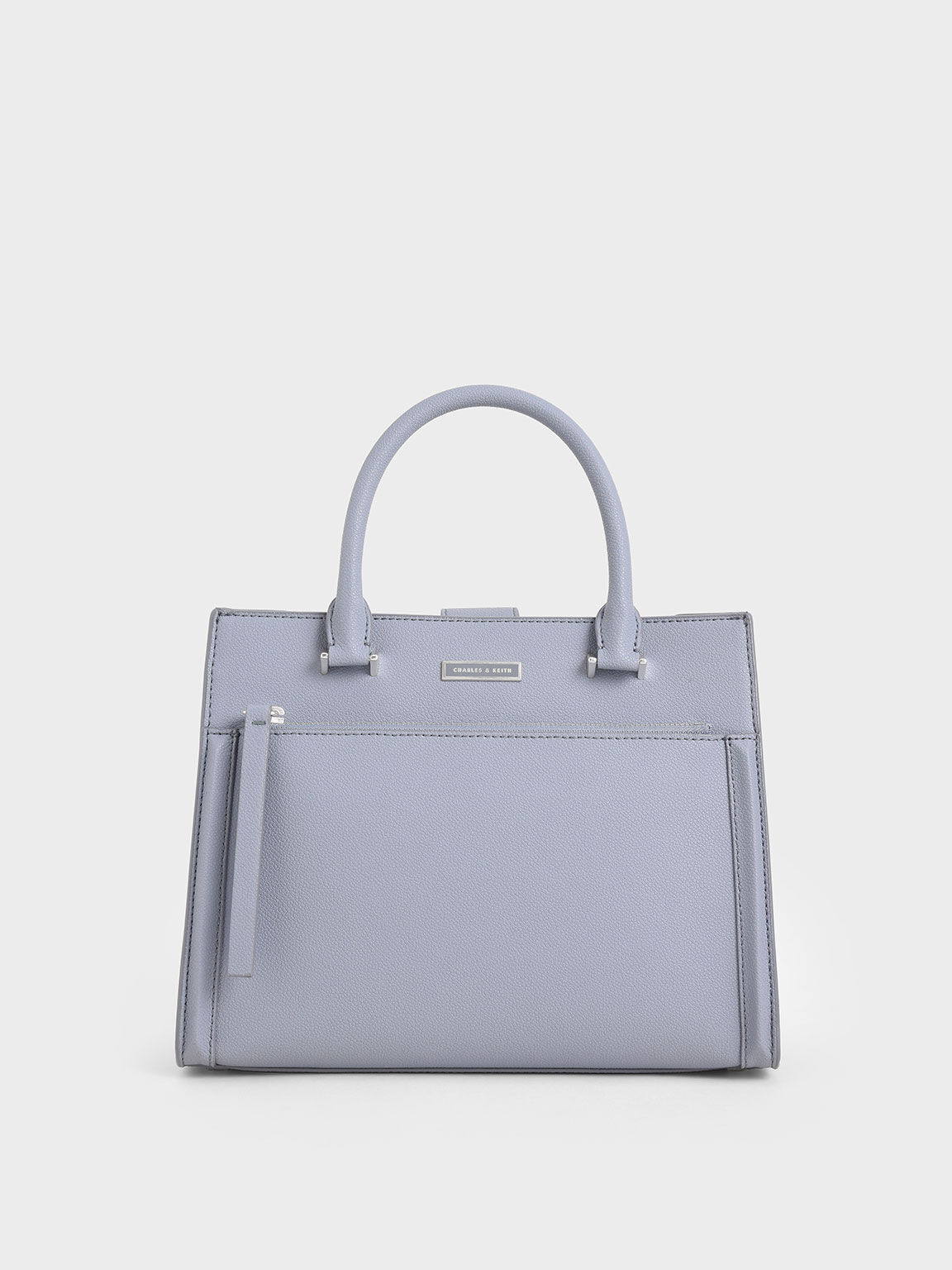 Light Blue Double Handle Front Zip Tote - CHARLES & KEITH US