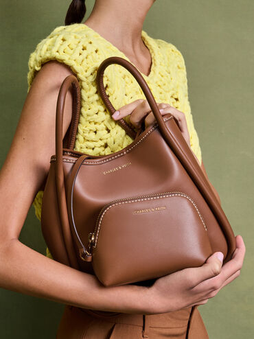 Mini Lyla Tubular Tote Bag, Chocolate, hi-res